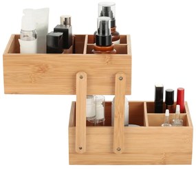 Organizator de baie în culoare naturală pentru cosmetice, din bambus Isalys – MSV