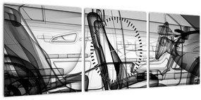 Tablou - 3D model mașina (cu ceas) (90x30 cm)