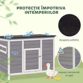 PawHut Căsuță pentru Rațe cu Acoperiș Rabatabil, Ferestre și Rampă, din Lemn, 93x70x72 cm, Multicolor | Aosom Romania