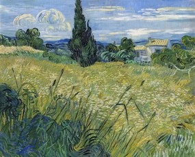 Reproducere Green Wheat Field with Cypress (1889), Vincent van Gogh