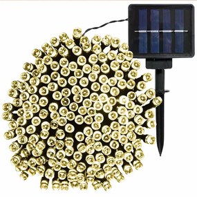 Ghirlanda luminoasa solara pentru gradina cu 100 LED, alb-cald, 10m