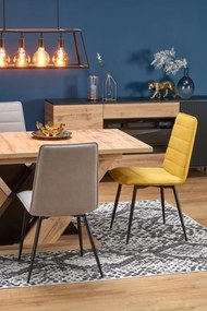 Set masa extensibila Brandon L160-200 cm + 2 scaune K493 gri + 2 scaune K493 mustarii