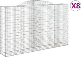 vidaXL Coșuri gabion arcuite 8 buc, 300x50x180/200 cm, fier galvanizat