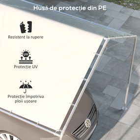 Outsunny Acoperiș pentru Carport 10 x 20 ft, Prelată de Schimb Rezistentă la UV cu Corzi Elastice, Albă | Aosom Romania