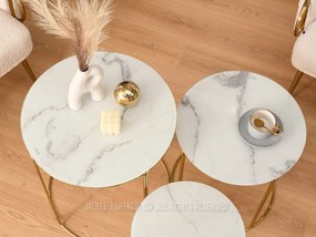 Măsuță de cafea Belianni Zest (marmură albă + auriu). 1111818