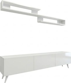 OFERTA Comoda TV MIYA 150 cm cu polita de perete, alb II. calitate