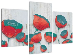 Tablou - Maci de câmp - petrol (90x60 cm)