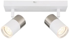Plafoniera cu 2 Spoturi directionabile BRISBON nickel/alb