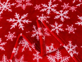 Patura de Craciun din microplus FROSTY FLAKES, rosie Dimensiune: 160 x 200 cm