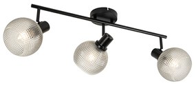 Spot de design negru cu sticlă fumurie cu 3 lumini - Chico