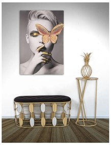 Masă auxiliară Mauro Ferretti Glam Simple, înălțime 75 cm, negru - auriu