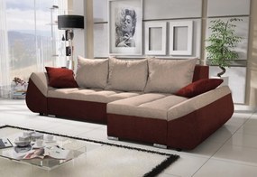 Supermobel Colțar KORFU, 271x131, Microfibră, 46 roșu/04 negru