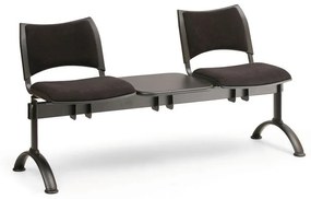 Bancuta tapitata SMART, 2 locuri + masa - picioare negre, rosu