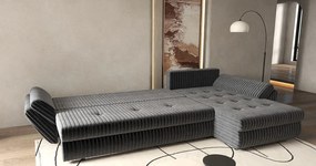Colțar extensibil dumonde cu ladă de depozitare si sezut confortabil din spuma high-density, Loana XL Ambience Gri 335x185 cm