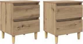vidaXL Dulapuri de pat 2 pcs Stejar Artizanal 40 x 35 x 50 cm