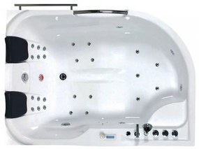 Cadă de baie cu hidromasaj asimetrică Dublo E-Max, dimensiune 180x130 cm, cu baterie
