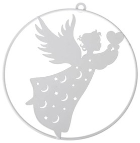 Decorațiuni metalice de Crăciun pentru pereteÎngerul Ramiel alb, 20 x 21,5 cm