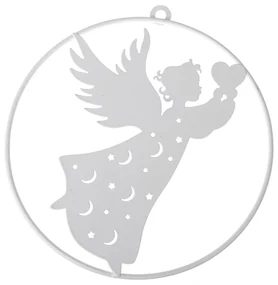 Decorațiuni metalice de Crăciun pentru pereteÎngerul Ramiel alb, 20 x 21,5 cm