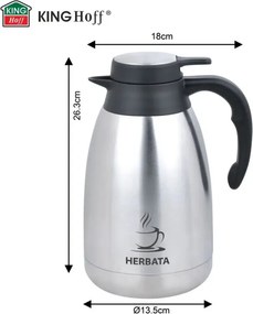 Cană termică de conferință pentru ceai Kinghoff KH 2095, 2 l, pereți dubli, corp din oțel inoxidabil, inox/negru