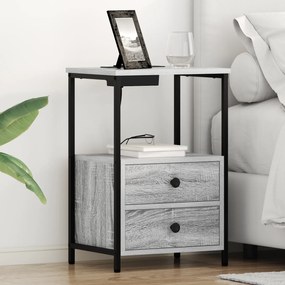 vidaXL Cabinet de noptiere cu stație de încărcare 2 pcs sonoma gri