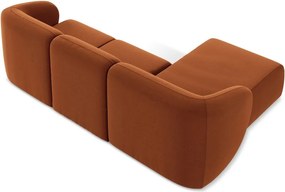 Colțar teracotă cu tapițerie din catifea (cu colț pe partea stângă/cu șezlong) Lani – Makamii