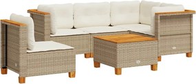 vidaXL Set canapele de grădină cu perne, 6 piese, bej, poliratan