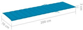 Sezlong cu perna, lemn masiv de acacia si otel galvanizat Albastru, 200 x 60 cm, 1