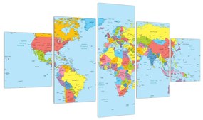 Tablou cu harta lumii (125x70 cm), în 40 de alte dimensiuni noi