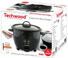 Aparat de fiert orez Techwood TCR-106, 400W, 1 l, Mentinere caldura, Negru