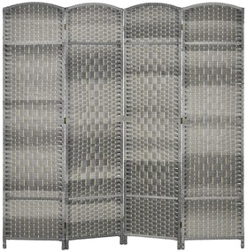 HOMCOM Paravent interior din lemn 4 panouri divizor de cameră pliabil pentru sufragerie dormitor 180 x 180 cm gri mixt | Aosom Romania