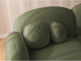 Colțar verde cu tapițerie din țesătură bouclé (cu colț pe partea stângă/cu șezlong) Orbit – Ropez