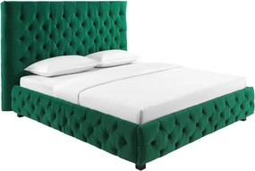 Pat elegant tapitat cu catifea verde inchis, PARIS CHESTERFIELD 180x200cm