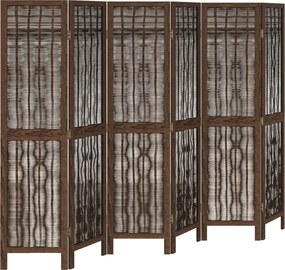 vidaXL Paravan cameră 6 panouri, maro închis, lemn masiv paulownia