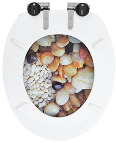 Capac WC cu inchidere silentioasa, MDF, design pietris 1, Pietris, Da