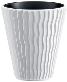 Ghiveci decorativ de flori, rotund, alb, 29.7x33 cm, Sandy
