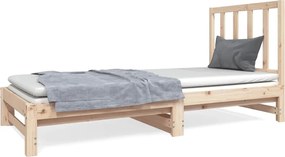 vidaXL Pat de zi extensibil, 2x(90x190) cm, lemn masiv de pin