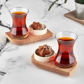 Set de Ceai, UP00682, 6 Piese, Sticla / Lemn
