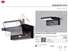 Aplica de perete LED iluminat exterior IP54 cu senzor de miscare DURANTE