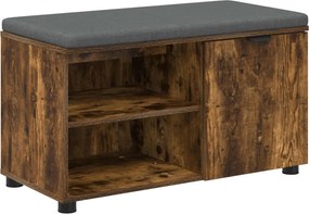 vidaXL Bancă pentru hol cu pernă cu raft Stejar Afumat 80 x 38 x 46 cm
