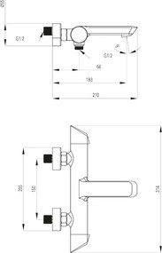 Arnika Baterie cada crom Deante BQA010M