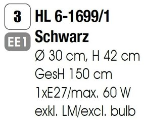 Lustra suspendata GEORGINA HL 6-1699/1 schwarz OR