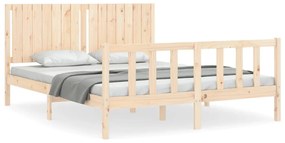 3192951 vidaXL Cadru de pat cu tăblie, king size, lemn masiv