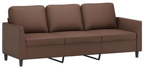 Canapea cu 3 locuri, maro, 180 cm, piele ecologica Maro, 200 x 77 x 80 cm