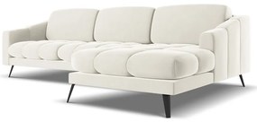 Colțar crem cu tapițerie din catifea (cu colț pe partea dreaptă) Nalu – Makamii