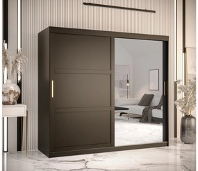 Dulap de haine Riven 2 200 (mat negru) (cu oglindă). 1064184