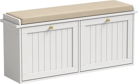 HOMCOM Bancă pantofar, mobilier pentru hol, pernuță tapițată, 2 sertare basculante, 8-10 perechi de pantofi | Aosom Romania