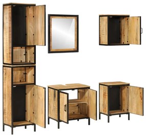 3217117 vidaXL Set mobilier de baie, 5 piese, fier și lemn masiv de mango