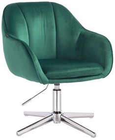 HR2055CROSS Scaun Verde din Catifea cu Bază Cromata