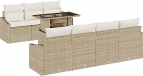 vidaXL Set de canapele pentru grădină cu pernă 8 pcs Bej poliratan