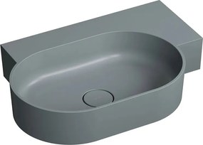 Lavoar suspendat Omnires Ovo M+ finisaj gri cenusa mat 64.5 cm dreapta
